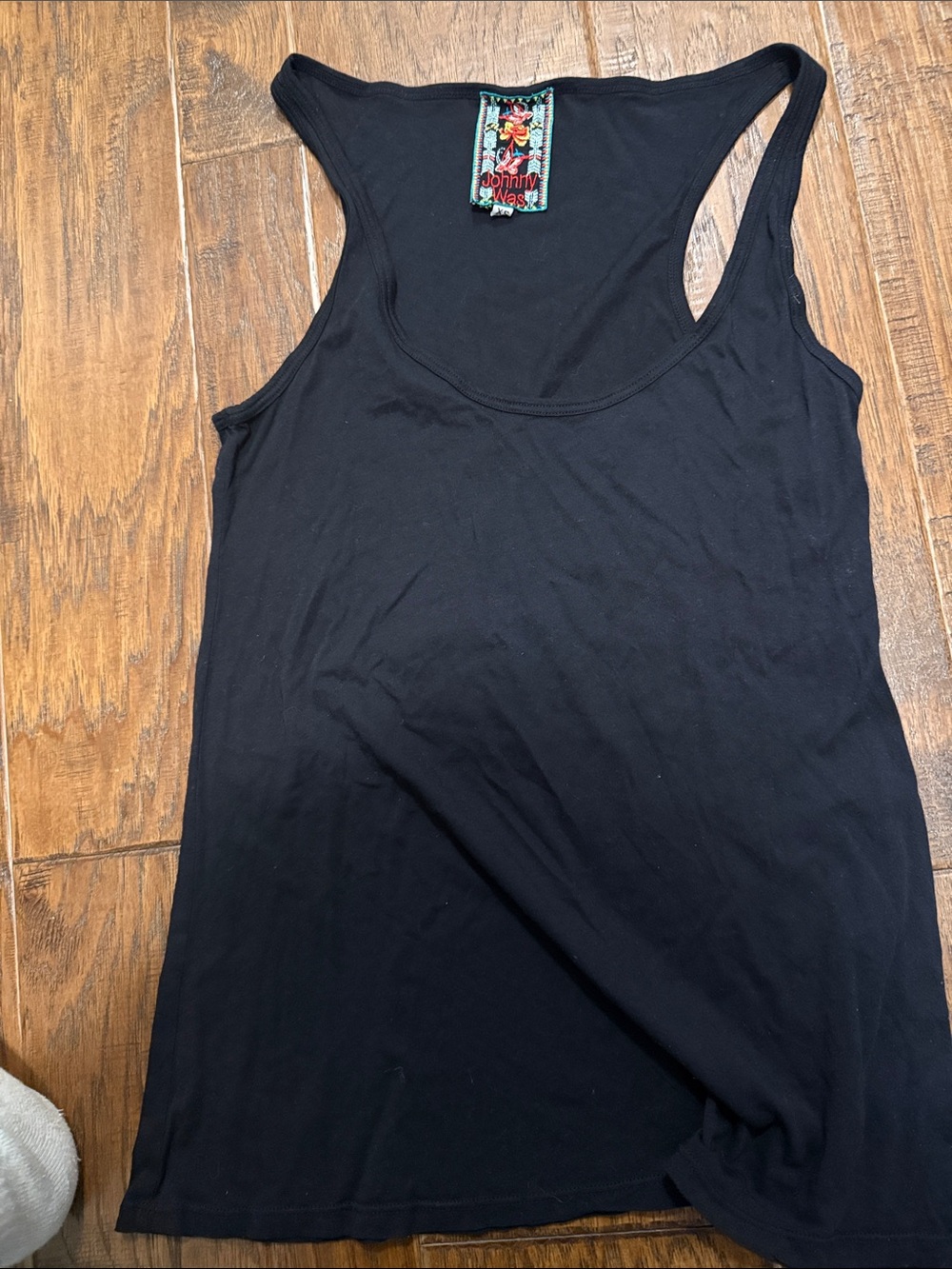 Johnny Was Black Scoop Neck Racerback Tank Top